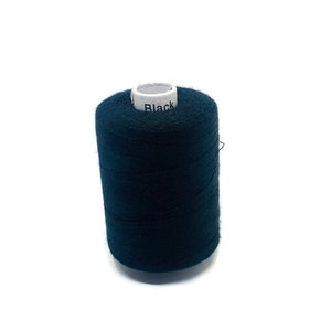 Black Thread. Sew All Polyester Thread Spool. Black 100% Polyester Thread. 1000 Yards