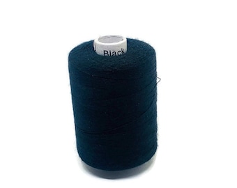 Carrete de hilo de poliéster negro: para coser todo, 1000 yardas