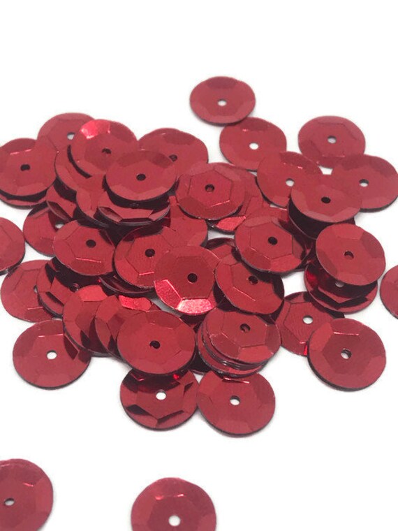 8mm Cup SEQUIN FACET PAILLETTES ~ Red Prism Reflective METALLIC ~ Made in USA