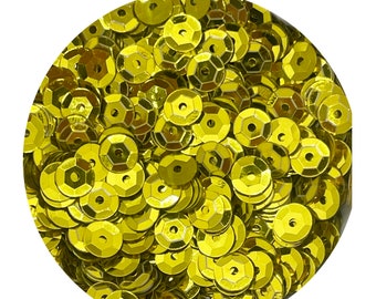 Yellow 5mm Cup Round Sequins. Yellow Gold Metallic Sequins. 5mm Sequins. Loose Sequins. 1000 sequins per package