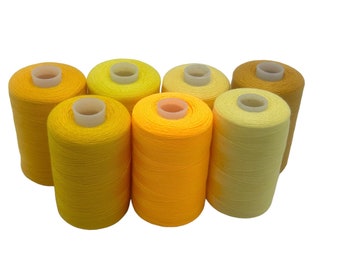 Yellow Thread. Yellow Sew All Polyester Thread Spool. Yellow 100% Polyester Thread. 1000 Yards