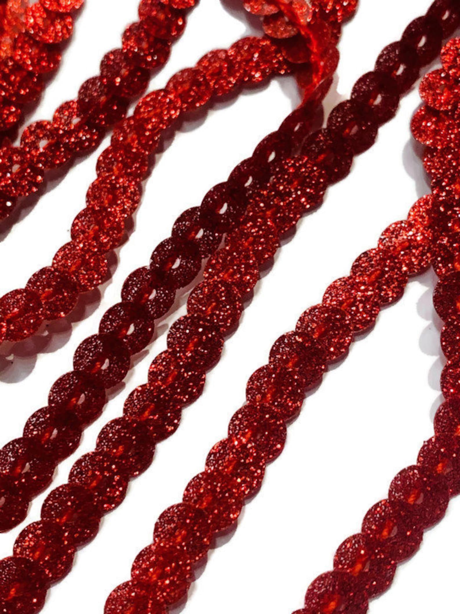 Red GLITTER Sequin Trim by the Yard. Red Flat Glitter Sequin Etsy
