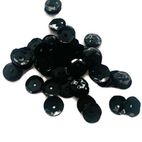 6mm Black Cup Sequins. Metallic Sequins. 6mm Black Sequins. Sequins Loose Sequins. 1000 sequins per package