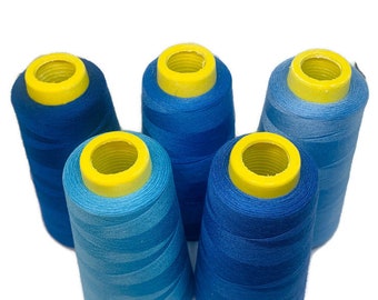 Blue Thread. Sew All Polyester Thread Spool. Filament 40s/2. Blue 100% Polyester Thread. 1749 Yards