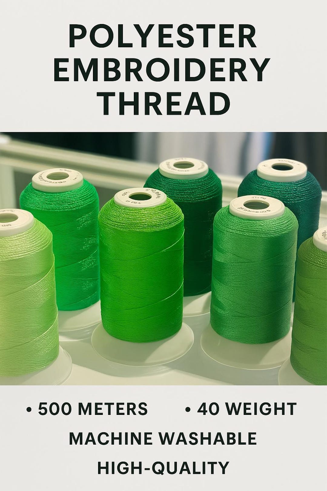 Green Shades Polyester Embroidery Thread: 40 Wt, 500m - Etsy