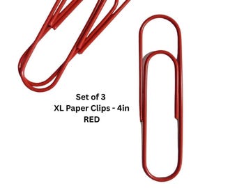 Red Jumbo Paper Clips | Set of 3 | 4 inches | Scrapbooking Supplies & Planner Accessories