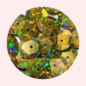 10mm Gold Holographic Cup Sequins: DIY Embroidery, Costume, & Bow Supplies (1000 pc)