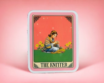 The Knitter Sticker | Pink Tarot Stickers | Water Bottle Sticker | The Knitter Tarot Stickers | Pink Stickers