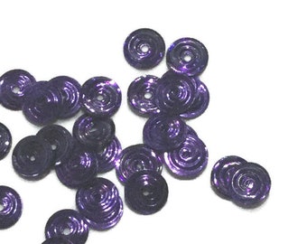 6mm Purple Spiral Embossed Sequins. Embossed Sequins. Flat Purple Sequins. 6mm Metallic Sequins. 1000 per package