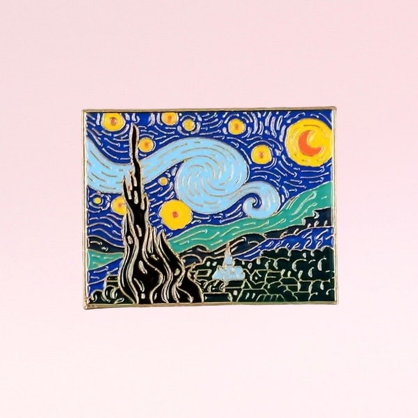 Tardis Starry Night Enamel Pin. Van Gogh Jewerly. Starry Night Badge. Starry Night Pin. Van Gogh Lovers Pin Gift