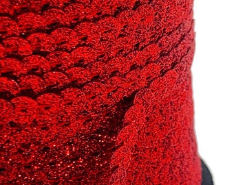 Red GLITTER Sequin Trim By The Yard. Red Flat Glitter Sequin Trim. 6mm Flat Sequin Trim. Sequin Trim The Yard. Glitter Sequins.