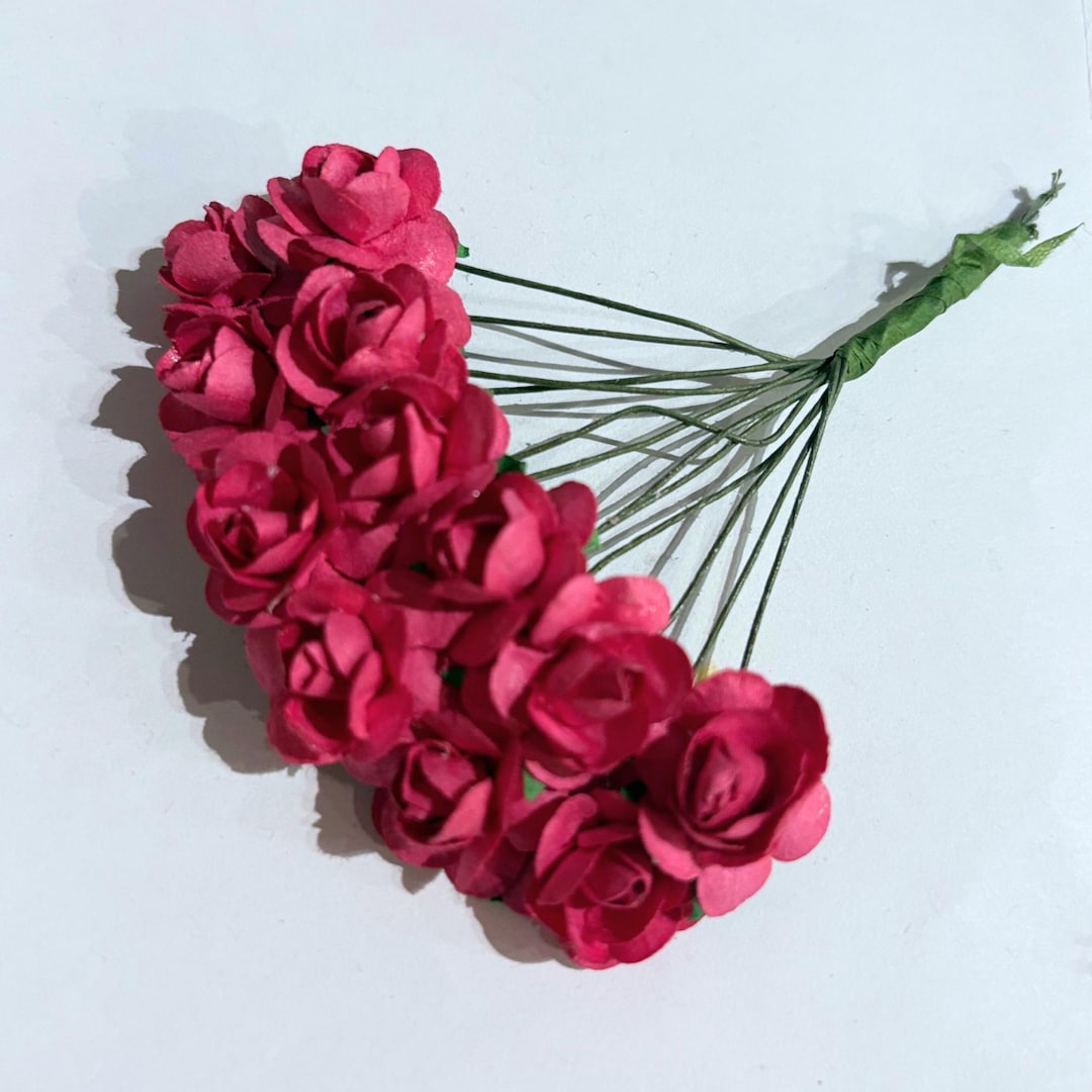 Mini Pink Paper Roses - Craft Flowers for Scrapbooking - Set of 24 - Etsy
