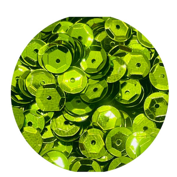 6mm Lime Green Cup Round Sequins. Metallic Sequins. 6mm Lime Green Sequins. Loose Sequins .1000 sequins per package