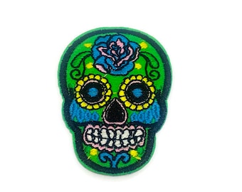 Day of the Dead Iron-on Applique. Skull Patch. Mexican Skull Patch Iron On Patch