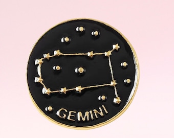 Gemini Enamel Pin. Zodiac Enamel Pin. Constellation Jewerly. Gemini Pin Badge. Astrology Gift