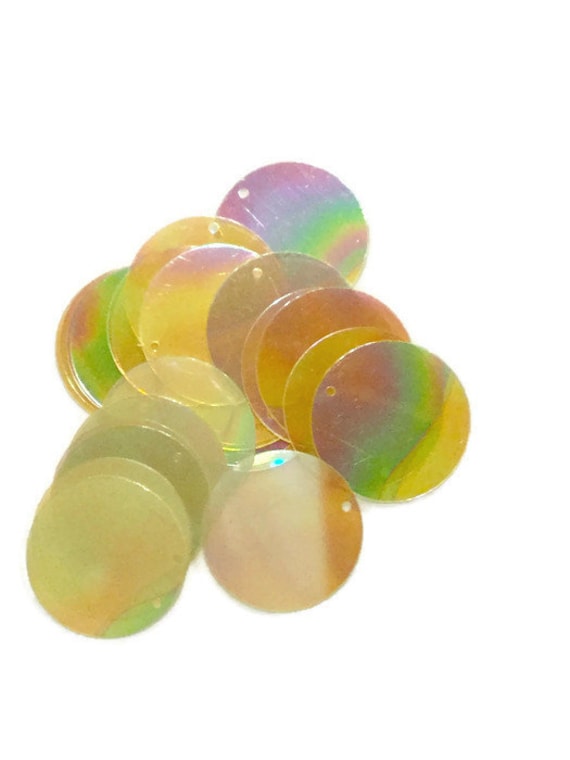 20mm Flat SEQUIN PAILLETTE~ APRICOT PEACH Orange CRYSTAL Rainbow Iris Iridescent