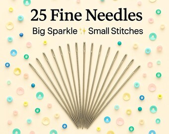 25 Fine Needles for Beading, Sewing & Sequins | Multipurpose Thin Craft Needles