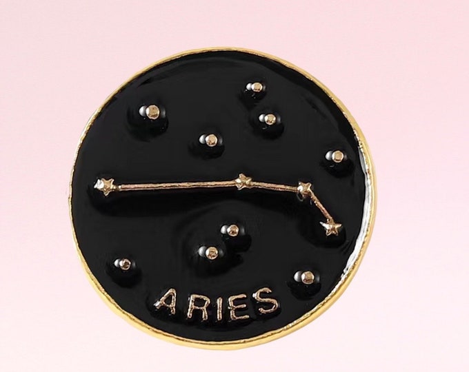 Aries Enamel Pin. Zodiac Enamel Pin. Constellation Jewerly. Aries Pin Badge. Astrology Gift