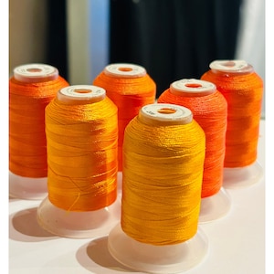 Premium Polyester Embroidery Thread | Neon Orange, Orange, Yellowish Orange, Bright Orange or Halloween Orange | 500m Spools