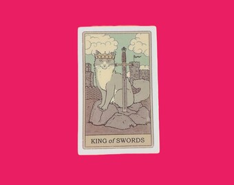 Roi d'épée | Stickers Tarot | autocollant bouteille d'eau | Stickers Tarot | Roi des épées | PETITE TAILLE 2 po x 1,25 po