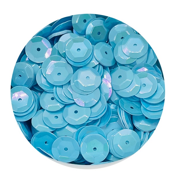 8mm Cup Light Blue AB Round Sequins. Glossy Sequins. 8mm Light Blue Sequins. Tornasol Sequins Loose Sequins. 1000 sequins per package