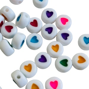 Round Beads with Hearts | 6mm | 100 Beads Package | Plastic Beads | Beads with Hearts