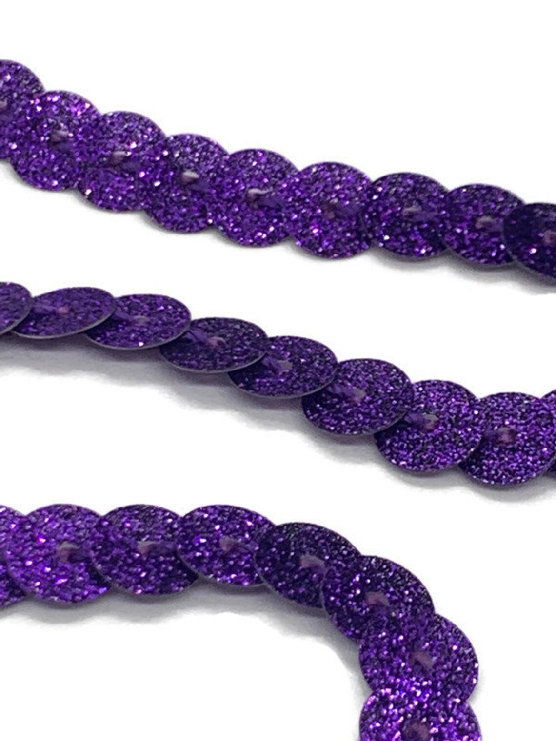 Purple GLITTER Sequins Trim by the Yard. Purple Flat Glitter Etsy