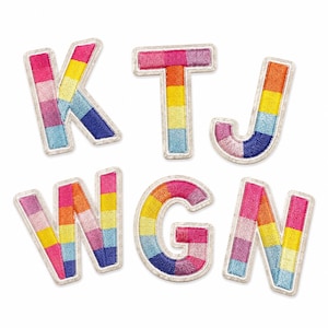 Rainbow Letter Iron On Patch | Embroidered Alphabet Applique | Personalized Initial Patch | Varsity Letter Patch | Jacket Backpack Hat DIY