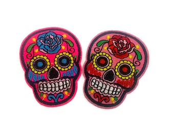 Day of the Dead Iron-on Applique. Skull Patch. Mexican Skull Patch Iron On Patch