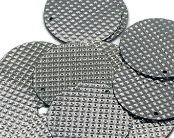 Lentejuelas 30mm Plateadas Textura Waffle | Planas con Hoyito Lateral | Discos Metálicos Grandes para Disfraces, Decoración y DIY | 20g
