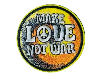 Écusson thermocollant Make Love Not War : appliqué hippie