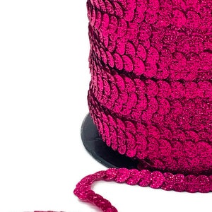 Pink Glitter Sequin Trim: 6mm Flat Sequins, Sold By The Yard
