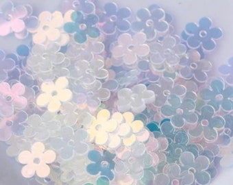 Flower Flat Sequins. 7mm Flower Clear AB Sequins. 7mm Clear AB Flat Flower Paillettes. 150 Sequins