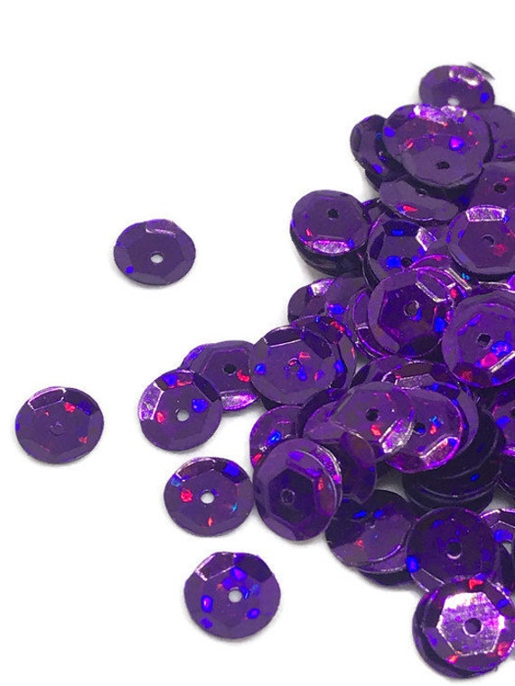 5mm Flat SEQUIN PAILLETTES ~ Deep PURPLE Metallic ~ Round Disc ~ Made in USA.