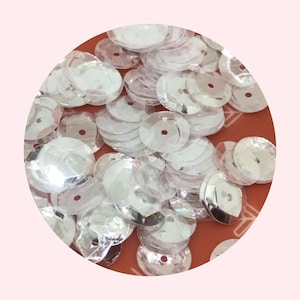 Gloss Silver Cup Sequins: 8mm Diamond-Look Embroidery Embellishments