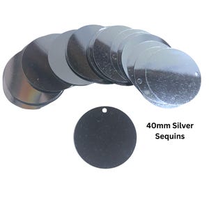 40mm Silver Round Sequins | Large Metallic Paillettes for Sewing, Embroidery, DIY Crafts & Costume Design