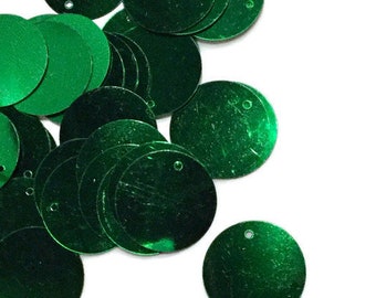 20 mm Green Round Sequins. 20mm Sequins. Glossy Green Sequins. Green Paillettes. 20mm Paillettes