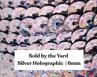 6 mm zilveren holografische lovertjesrand: gefacetteerde cuppailletten - op maat gesneden