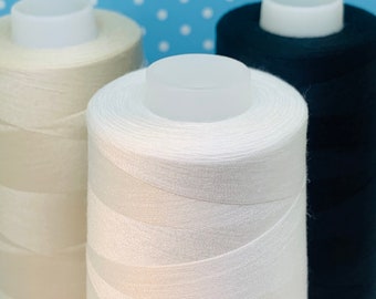 3000 yards All Purpose Thread. Sew All Polyester Thread Spool. White 100% Polyester Thread. Black thread. White thread