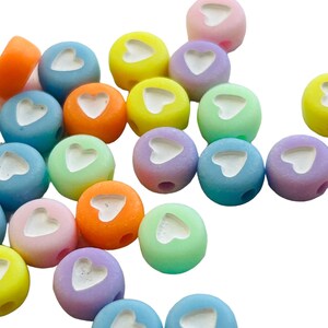 Pastelkleurige hartkralen | Ronde plastic kralen van 6 mm, 100 stuks