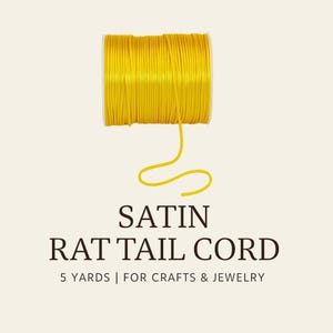 Yellow Satin Rat Tail Cord: 3mm Polyester Macrame, Jewelry Making - 5 Yards