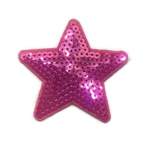 Toppa con stella in paillettes rosa: applicazione termoadesiva (2,75" x 2,75")