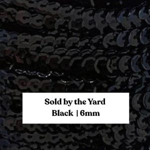 Cinta de lentejuelas negras 6mm tipo cazuela facetada – Por yarda | Para bordado, disfraces y proyectos escénicos DIY