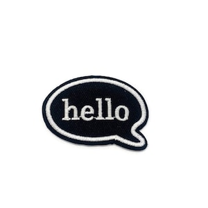Hello Embroidered Iron-on Patch: Speech Bubble Applique