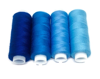 Carrete de hilo de poliéster azul, 250 yardas