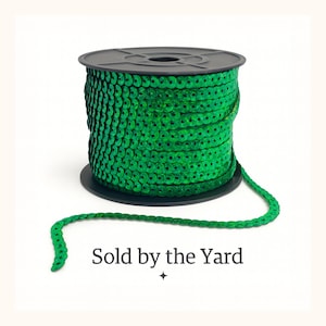 Green Holographic Cup Sequin Trim – By the Yard | For Costumes, Embroidery & DIY Festival Fashion | 6mm | Sequin Ribbon By The Yard