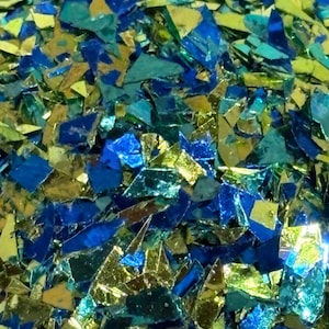 Lime Green-Blue Holographic Flakes Glitter: Resin & Slime DIY