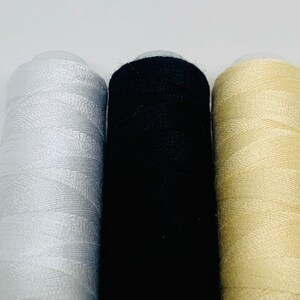White Thread. Sew All Polyester Thread Spool. Black 100% Polyester Thread. 250 yards