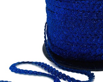 Royal Blue GLITTER Sequin Trim By The Yard. Royal Blue Flat Glitter Sequin Trim. 6mm Flat Sequin Trim.Sequin Trim The Yard. Glitter Sequins.