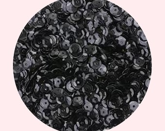 Lentejuelas metálicas negras de 6 mm / Lentejuelas negras / Resina para coser, bordar y manualidades de uñas